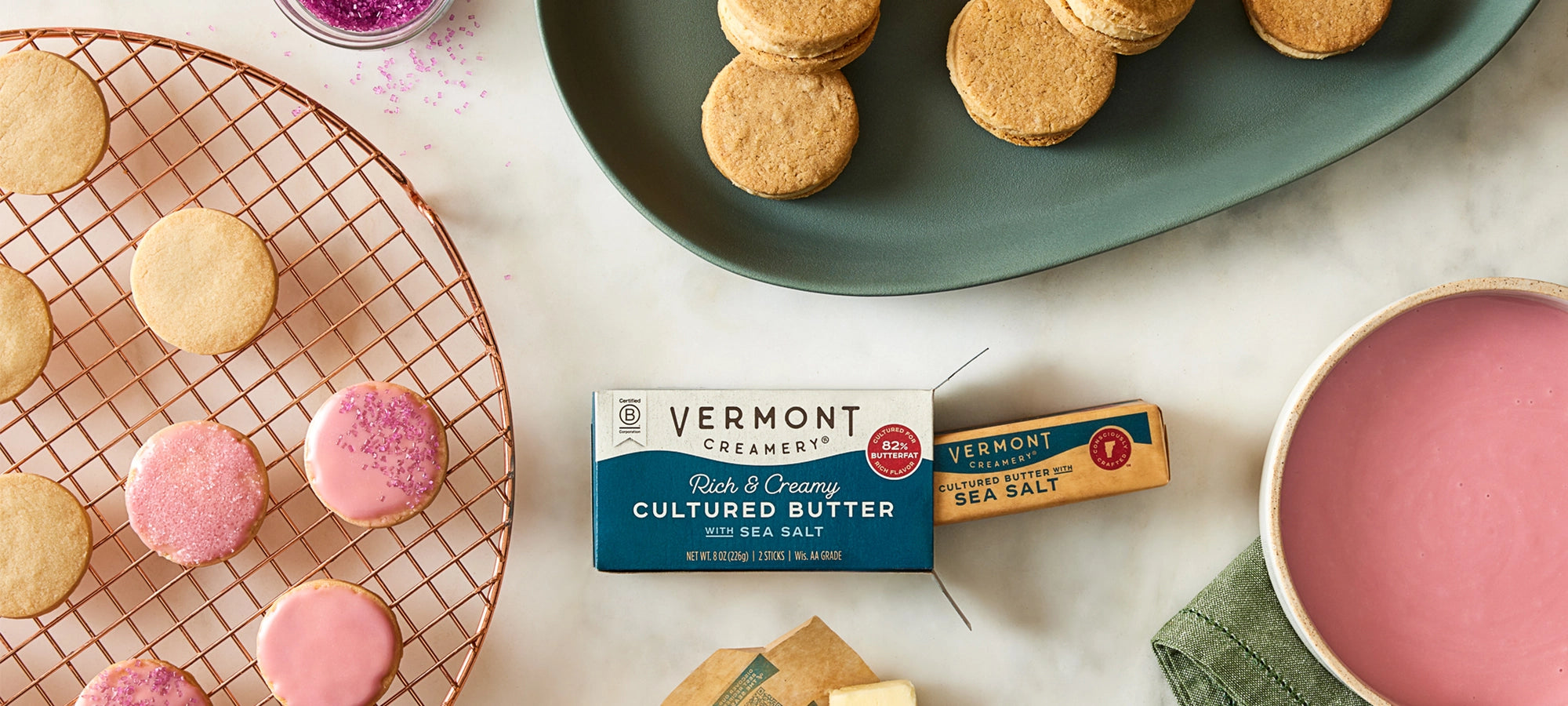 Salted Shortbread Cookies With Pomegranate Glaze Vermont Creamery