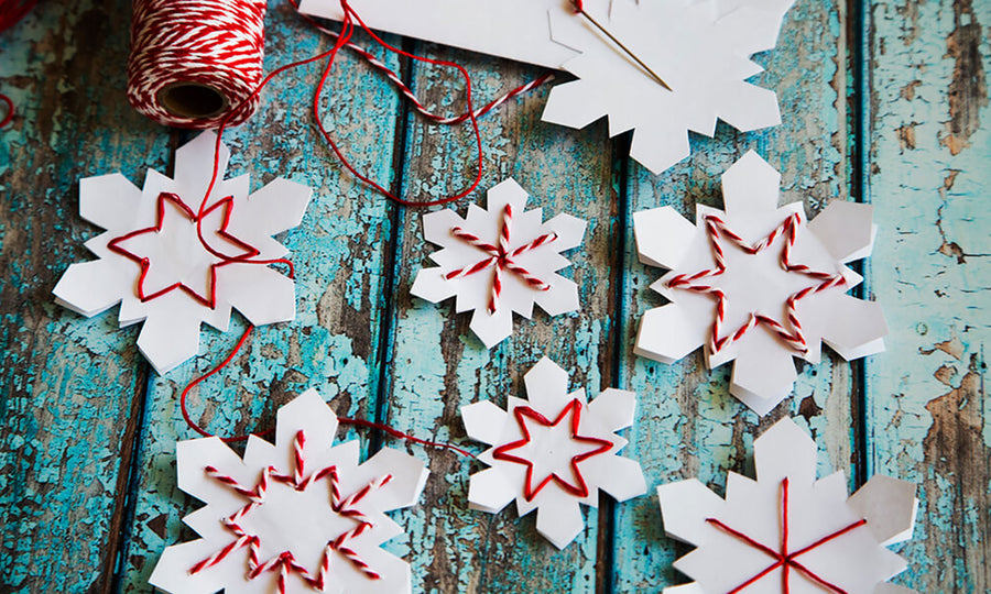Handmade Embroidered Paper Snowflakes