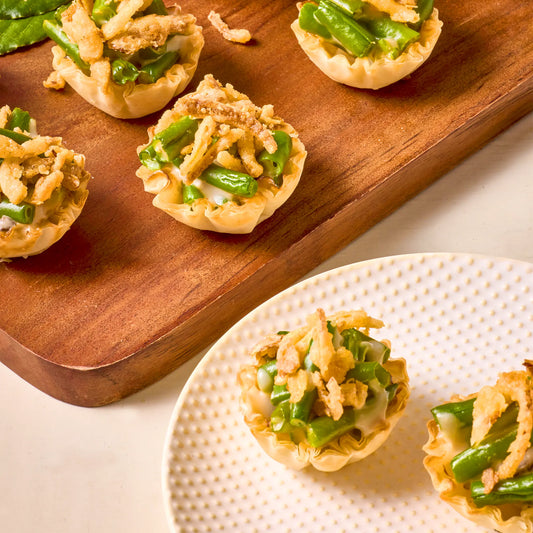 Mini Green Bean Casserole Bites with Crème Fraîche