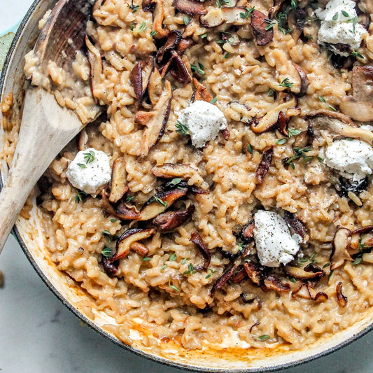 Buttery Mushroom Thyme & Goat Cheese Risotto