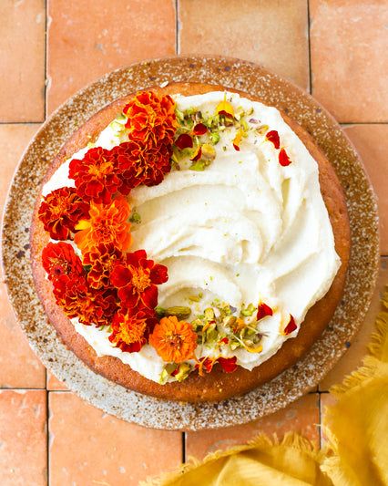 Browned Butter Orange Cardamom Cake with Crème Fraîche Frosting