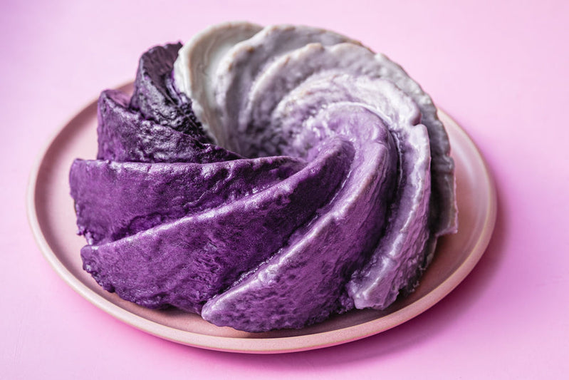 Crème Fraîche Pound Cake with Ube Glaze