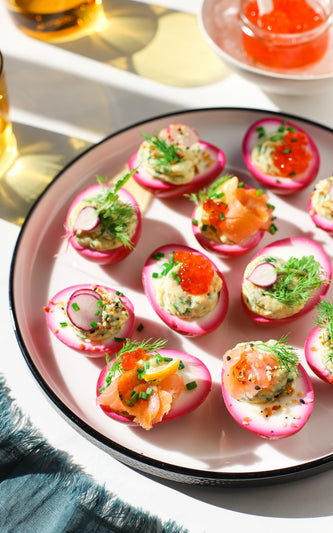Herby-Beet Deviled Eggs
