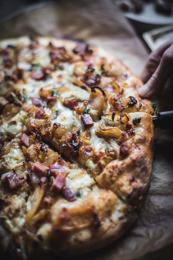 Bonne Bouche, Sherry Caramelized Onion & Honeyed Pear Pizza