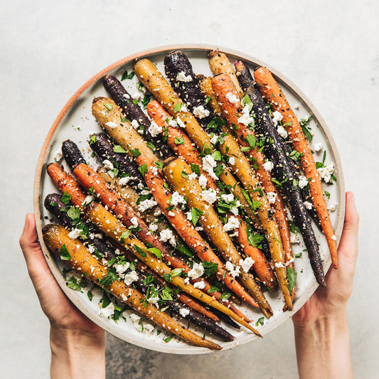 Bagel-Spice Carrots with Fresh Goat Cheese