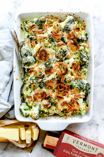 Broccoli Gratin with Crispy Onions