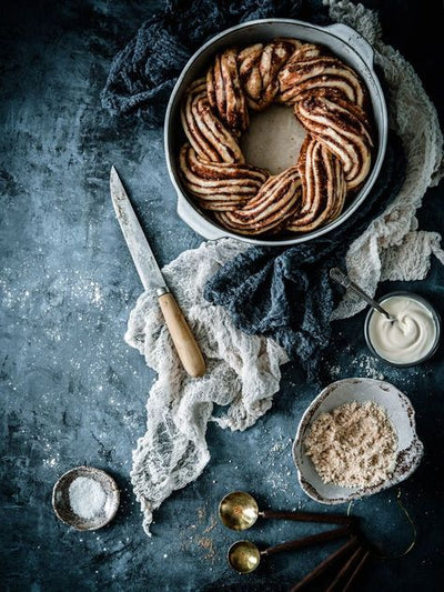 Cinnamon Babka Ring with Rum Mascarpone Glaze