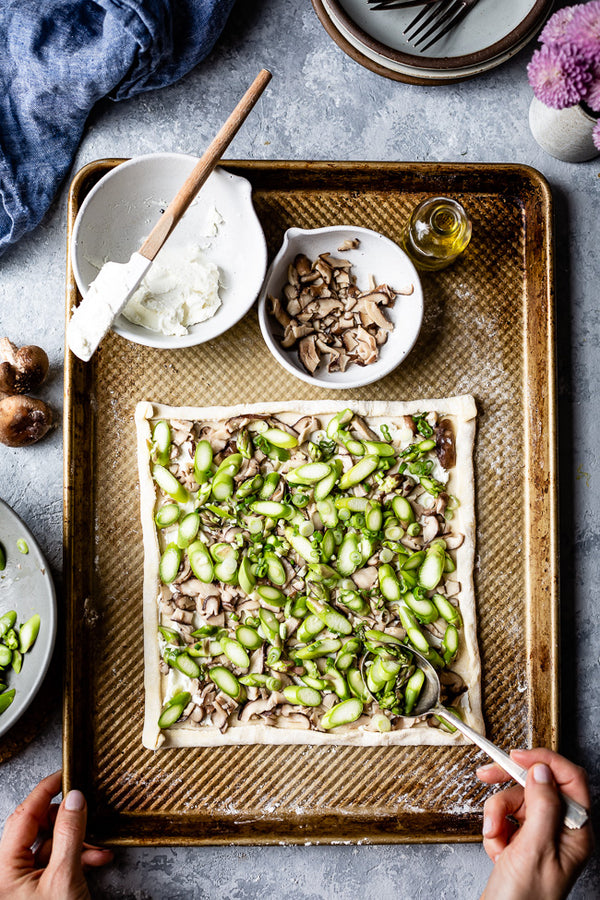 Goat Cheese & Mushroom Asparagus Tart Vermont Creamery