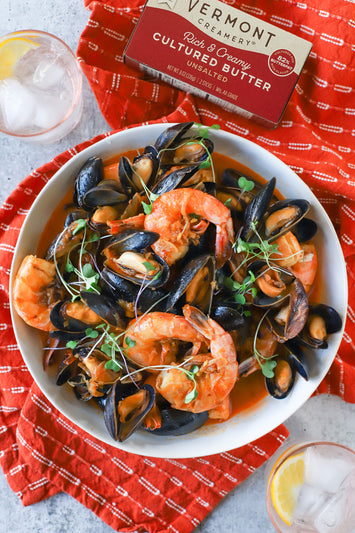 Gochujang Butter-Basted Shrimp & Mussels