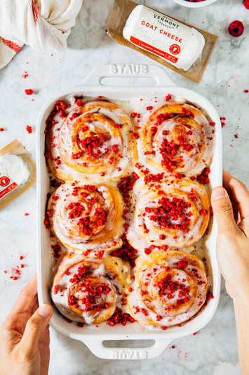 Small Batch Raspberry Goat Cheese Sticky Buns
